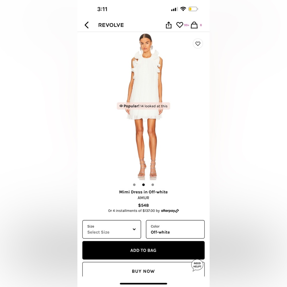 AMUR Mimi Dress in Off-white